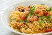Volkoren spaghetti met garnalen, kastanjechampignons, paprika recept